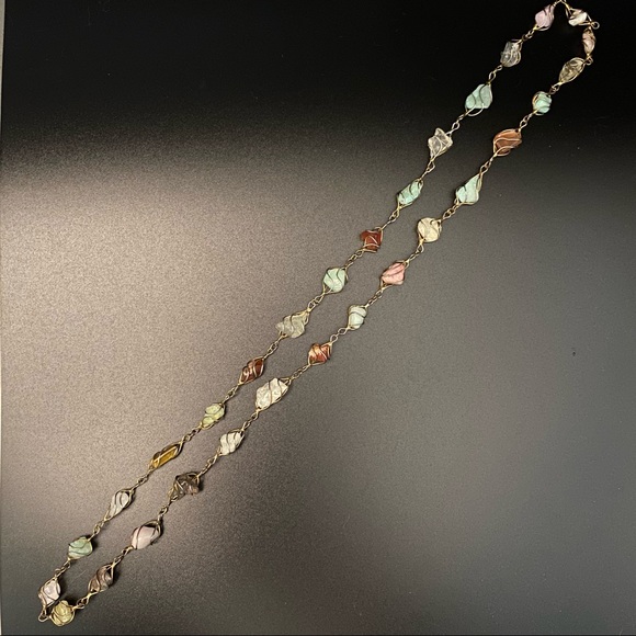 Sterling Silver Wrapped Natural Healing Gemstones Necklace, handmade - Picture 9 of 15